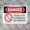 Signmission Diesel Fuel Flammable No Smoking Danger Sign, Plastic, 10in W x 7in L, 2PK OS-2PACK-DS-P-710-L-1128 - alternate 3